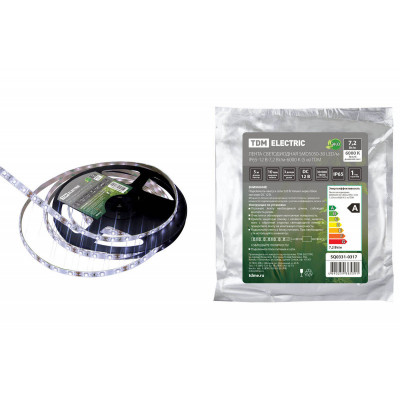 Лента светодиодная SMD5050-30 LED м-IP65-12 В-7.2 Вт м-6000 К (5 м) TDM