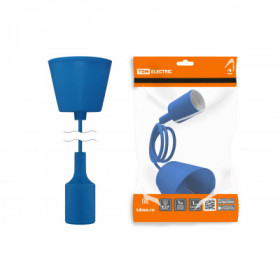 Патрон пластиковый Е27 с подвесом 1 м. синий TDM