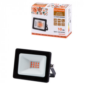 Прожектор светодиодный СДО-04-010Н-К (красный свет) 10 Вт. IP65. черный. Народный