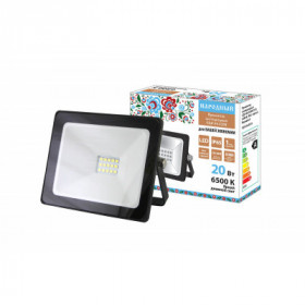 Прожектор светодиодный СДО-04-020Н 20 Вт. 6500 К. IP65. черный. Народный