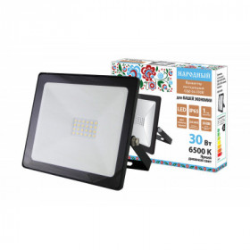 Прожектор светодиодный СДО-04-030Н 30 Вт. 6500 К. IP65. черный. Народный