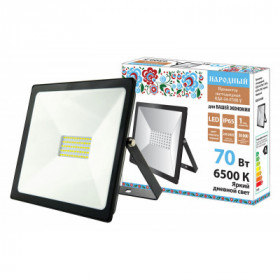 Прожектор светодиодный СДО-04-070Н-У 70 Вт. 6500 К. IP65. черный. Народный