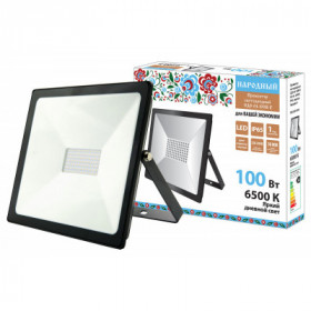 Прожектор светодиодный СДО-04-100Н-У 100 Вт. 6500 К. IP65. черный. Народный