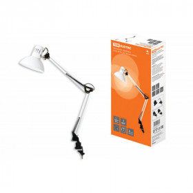 Светильник струбцина 220В. 40Вт. E27 белый глянец TDM