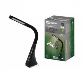 Светильник светодиодный-часы СНЧ-2. 5 Вт. календ.. терм-р. 5000 К. сенсор-диммер. USB. черный. TDM