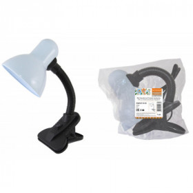 Светильник настольный прищепка 40Вт. E27. белый. (мягкая упак.) Народный