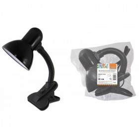 Светильник настольный прищепка 40Вт. E27. черный. (мягкая упак.) Народный