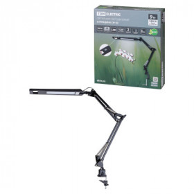 Светильник светодиодный струбцина СН-30. 2 колена. диммер. 220 В. 9 Вт. 5000 К. черный. TDM