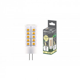 Лампа светодиодная G4-3 Вт-AC DC 12 В-3000 К. SMD. 16x43 мм TDM