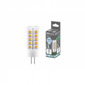 Лампа светодиодная G4-3 Вт-AC DC 12 В-4000 К. SMD. 16x43 мм TDM