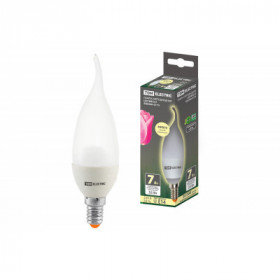 Лампа светодиодная WFC37-7 Вт-230 В -3000 К–E14 (свеча на ветру) TDM