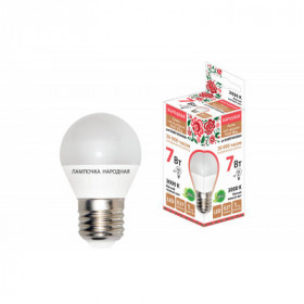 Лампа светодиодная FG45-7 Вт-230 В-3000 К–E27 Народная