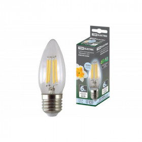 Лампа светодиодная "Филамент" С37-6 Вт-230 В-4000 К–E27 TDM
