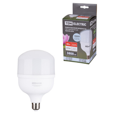 Лампа светодиодная T 40 Вт. 230 В. 4000 К. E27 (120x190 мм) TDM