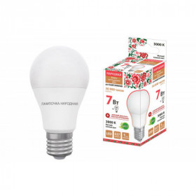 Лампа светодиодная НЛ-LED-A55-7 Вт-230 В-3000 К-Е27. (55x98 мм). Народная