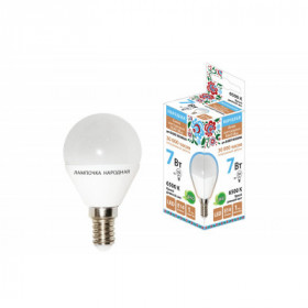Лампа светодиодная FG45-7 Вт-230 В-6500 К–E14 Народная