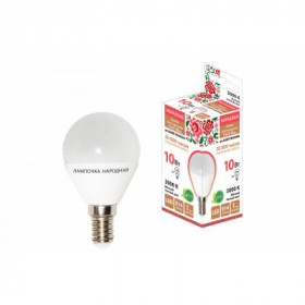 Лампа светодиодная FG45-10 Вт-230 В-3000 К–E14 Народная