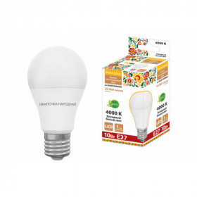 Лампа светодиодная НЛ-LED230-A60-10 Вт-230 В-4000 К-Е27. (60х106 мм). Народная