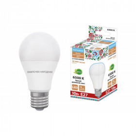 Лампа светодиодная НЛ-LED230-A60-10 Вт-230 В-6500 К-Е27. (60х106 мм). Народная
