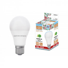 Лампа светодиодная НЛ-LED230-A60-12 Вт-230 В-6500 К-Е27. (60х108 мм). Народная