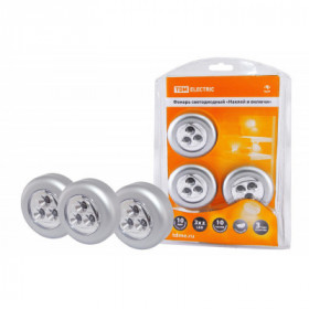 Фонарь светодиодный. "Наклей и включи". 3 светодиода 9 лм Вт. бат. 3*AAА TDM