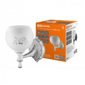 Светильник НББ 21-60-1321 УХЛ4 (белый под серебро. плафон полушар "цветы") TDM