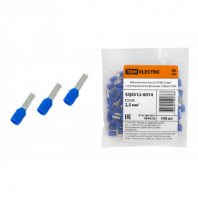 Наконечник-гильза Е2508 2.5мм2 с изолированным фланцем (100шт) TDM