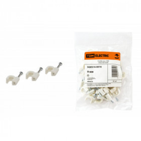 Скоба 9мм круглая пластиковая (белая) (50шт) TDM