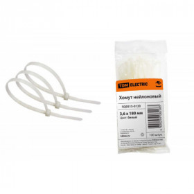 Хомут 3.6х180мм нейлон (белый) (100шт) TDM