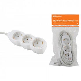 Удлинитель бытовой У03 3 гнезда. 1.5метра. с заземлением. ПВС 3х1мм2 16А 250В TDM
