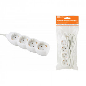 Удлинитель бытовой У04 4 гнезда. 1.5метра. с заземлением. ПВС 3х1мм2 16А 250В TDM
