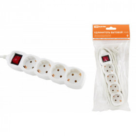 Удлинитель бытовой У04В выключатель. 4 гнезда. 3метра. с заземлением. ПВС 3х1мм2 16А 250В TDM