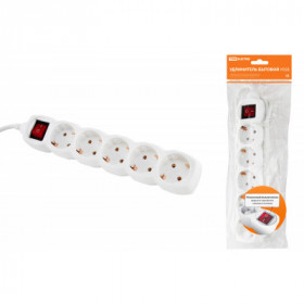 Удлинитель бытовой У05В выключатель. 5 гнезд. 1.5метров. с заземлением. ПВС 3х1мм2 16А 250В TDM