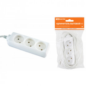 Удлинитель бытовой У3 3 гнезда. 1.5метра. без заземления. ПВС 2х0.75 мм2 10А 250В TDM