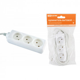 Удлинитель бытовой У3 3 гнезда. 3метра. без заземления. ПВС 2х0.75 мм2 10А 250В TDM