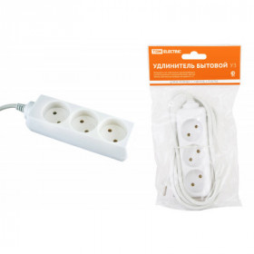 Удлинитель бытовой У3 3 гнезда. 5метров. без заземления. ПВС 2х0.75мм2 10А 250В TDM