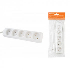 Удлинитель бытовой У5 5 гнезд. 1.5метра. без заземления. ПВС 2х0.75мм2 10А 250В TDM