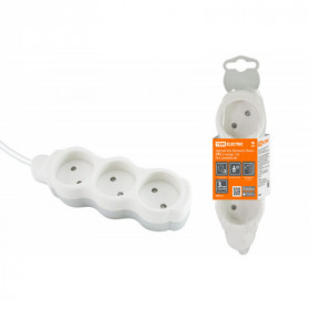Удлинитель бытовой "Люкс" УЛ3 3 гнезда. 3м. б з. с з ш. ПВС 2х0.75 мм2 10А 250В бело-серый TDM