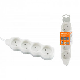 Удлинитель бытовой "Люкс" УЛ4 4 гнезда. 1.5м. б з. с з ш. ПВС 2х0.75 мм2 10А 250В бело-серый TDM