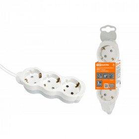 Удлинитель бытовой "Люкс" УЛ03 3 гнезда. 3м. с з. с з ш. ПВС 3х1мм2 16А 250В бело-серый TDM
