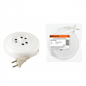 Удлинитель-рулетка УХ6-103 белая 5 метров. 3 гнезда. ШВВП 2х0.75 6А 250В TDM