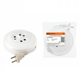 Удлинитель-рулетка УХ6-103 белая 7 метров. 3 гнезда. ШВВП 2х0.75 6А 250В TDM