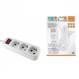 Удлинитель народный УН03В выключатель. 3 гнезда. 7метров. с з. ПВС 3х0.75мм2 10А 250В