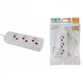 Удлинитель народный УН3 3 гнезда. 1.5метра. б з. ШВВП 2х0.75 мм2 6А 250В