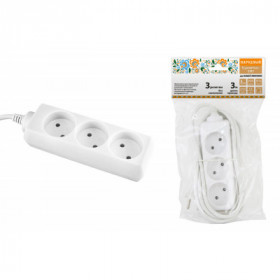 Удлинитель народный УН3 3 гнезда. 3метра. б з. ШВВП 2х0.75 мм2 6А 250В