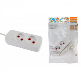 Удлинитель народный УН2 2 гнезда. 1.5метра. б з. ШВВП 2х0.75 мм2 6А 250В