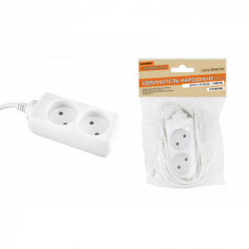 Удлинитель народный УН2 2 гнезда. 3метра. б з. ШВВП 2х0.75 мм2 6А 250В