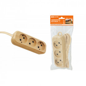 Удлинитель бытовой У3 3 гнезда. 3метра.2П б з. ПВС 2х0.75мм2 "Эко" (сосна) 10А 250В TDM