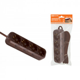 Удлинитель бытовой У04 4 гнезда. 5метров.2П+3. ПВС 3х1мм2 "Эко" (бук) 16А 250В TDM