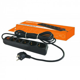 Сетевой фильтр СФ-05В выключатель. 5 гнезд. 1.5 метра. с заземлением. ПВС 3х1мм2 16А 250В черный TDM